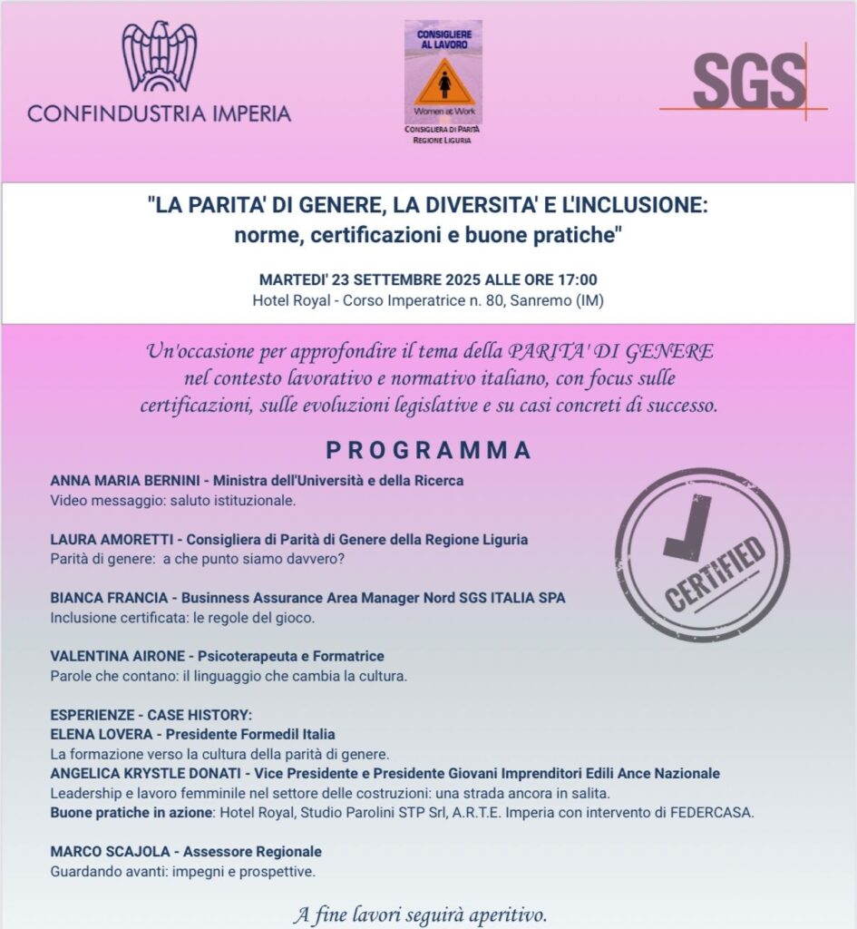 La parità di genere, la diversità e l’inclusione: norme, certificazioni e buone pratiche