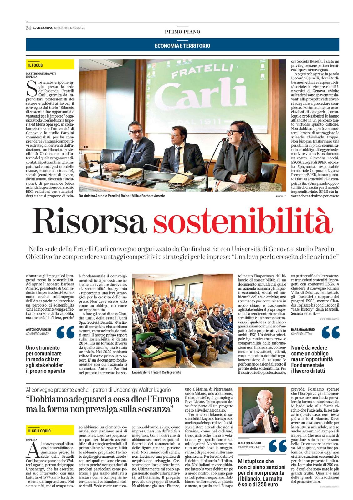 Convegno: Bilancio e sostenibilità, opportunità e vantaggi per le imprese