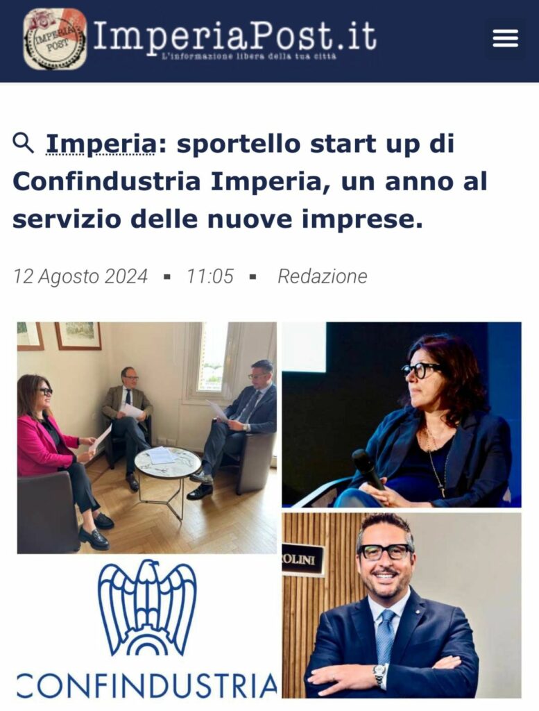 Imperia: sportello start up di Confindustria Imperia, un anno al servizio delle nuove imprese